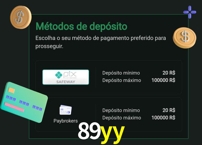 O cassino 89yy oferece uma grande variedade de métodos de pagamento